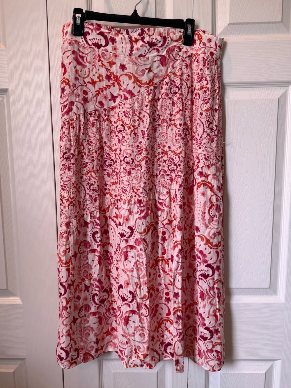 # AB Studio XL Coral Printed Flowy Maxi Skirt